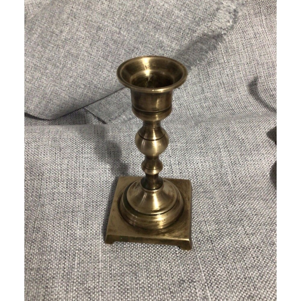 Vintage Solid Brass Candlestick 5” Tall Footed Taper Candle Holders